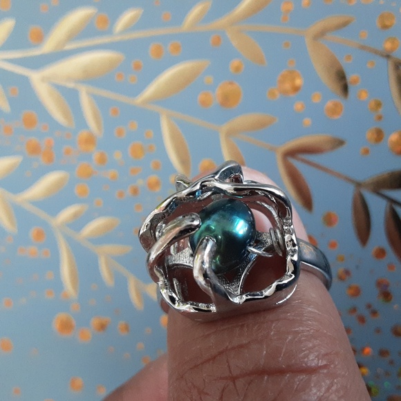 Genuine peacock color freshwater pearl ring - Picture 5 of 6